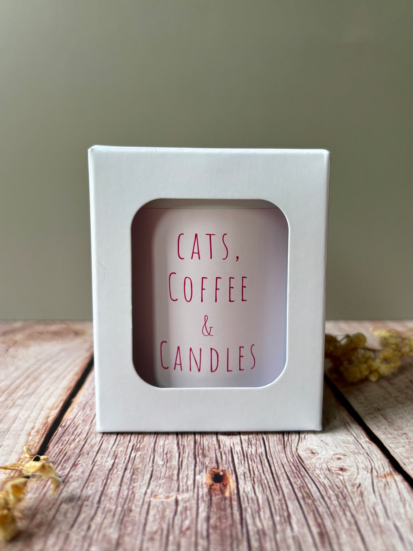 20cl candle- Cats, Coffee & Candles Pink