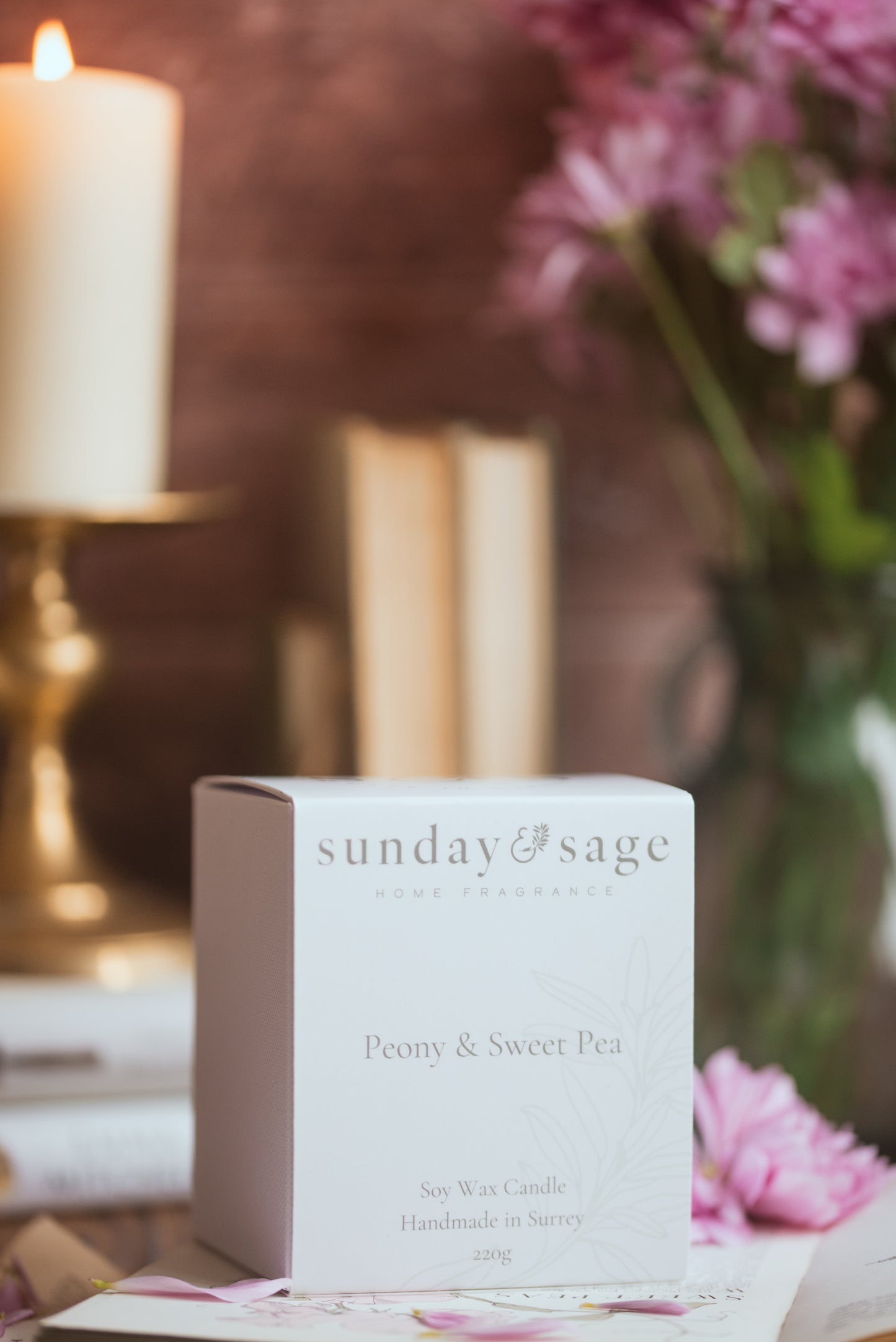 Peony & Sweet Pea Scented Soy Candle