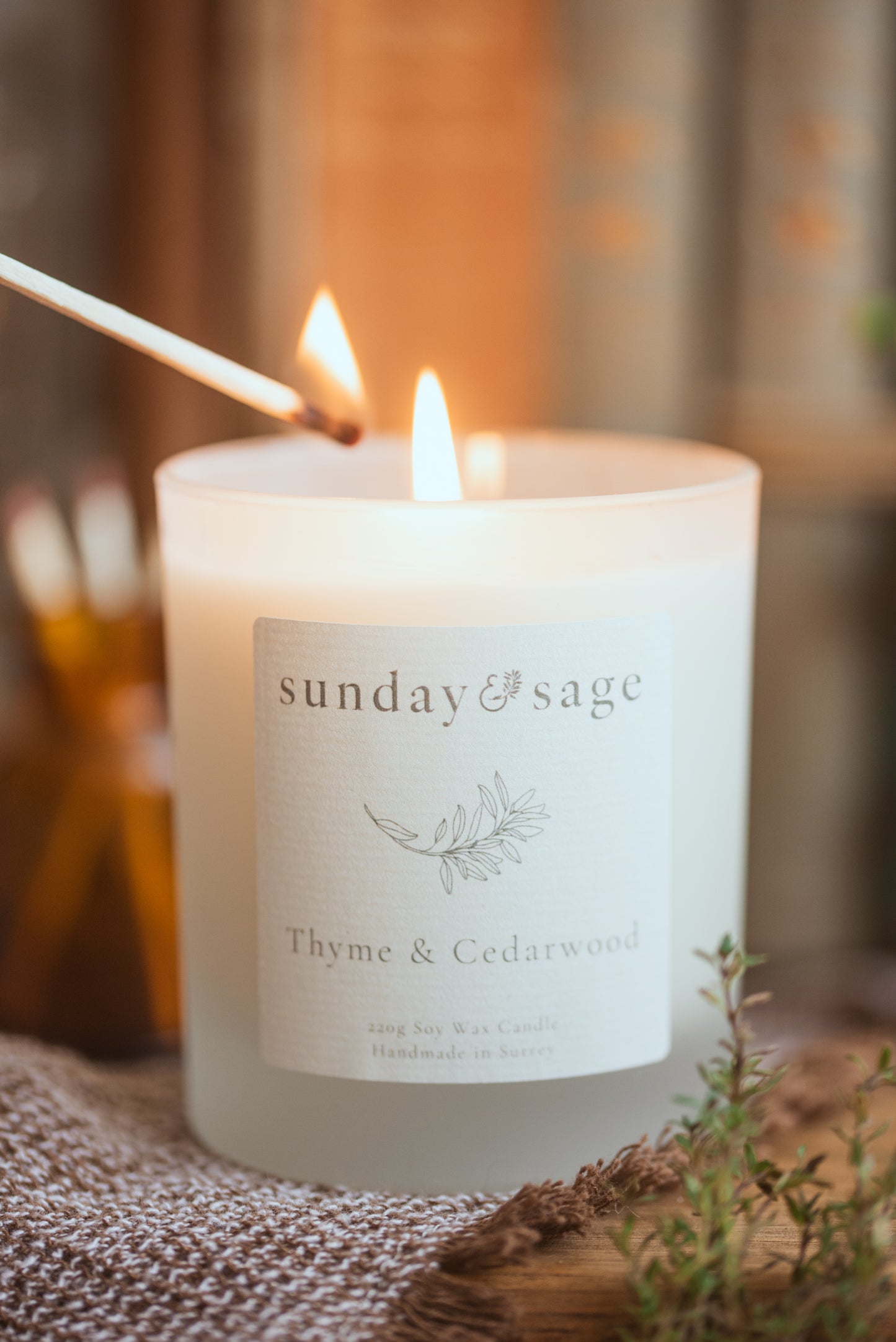 Thyme & Cedarwood Scented Soy Candle