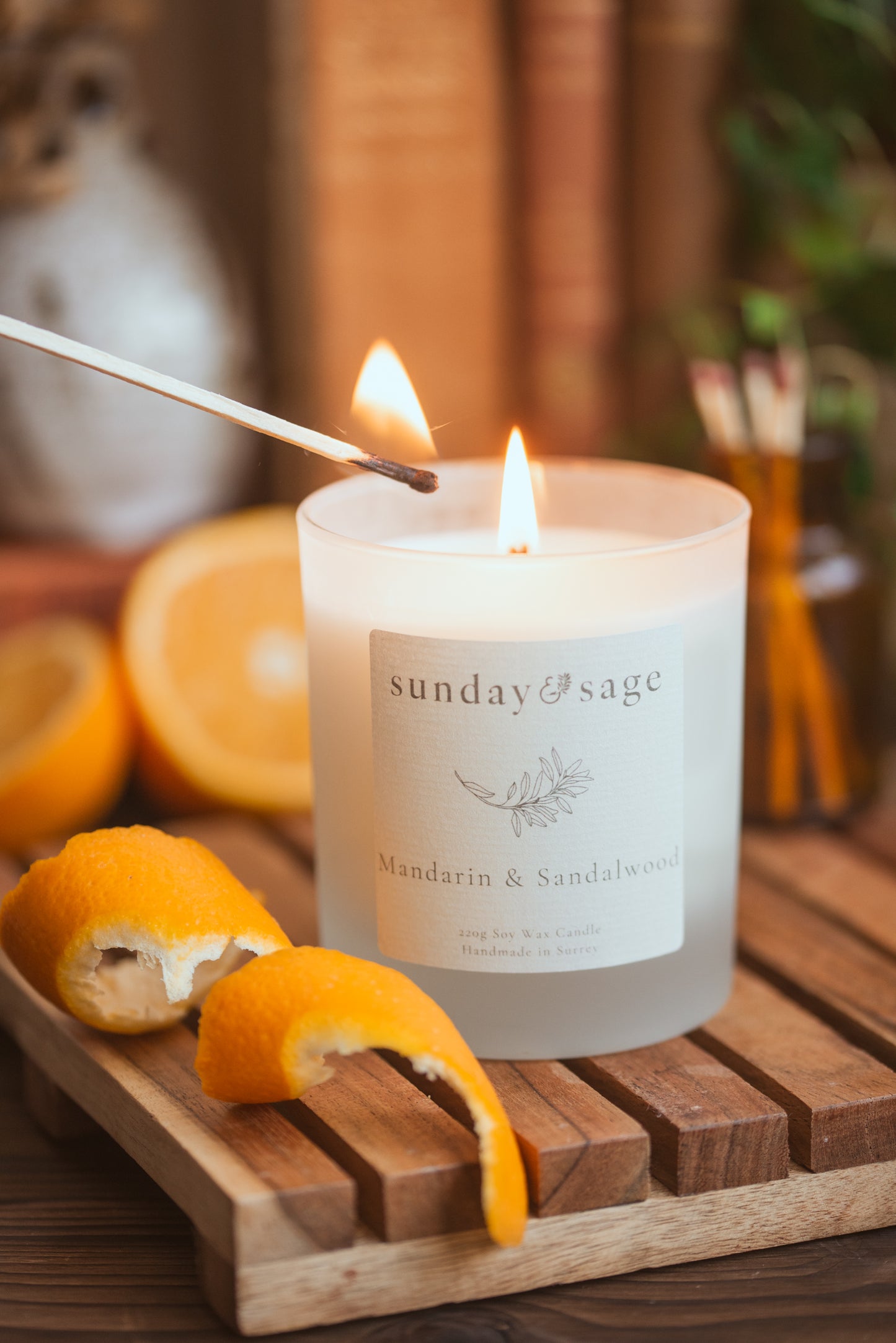 Mandarin & Sandalwood Scented Soy Candle