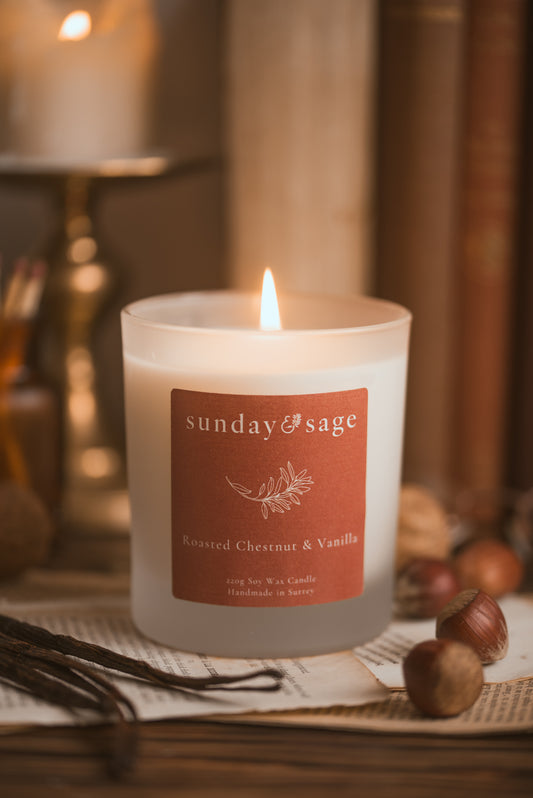 Roasted Chestnut & Vanilla Scented Soy Candle