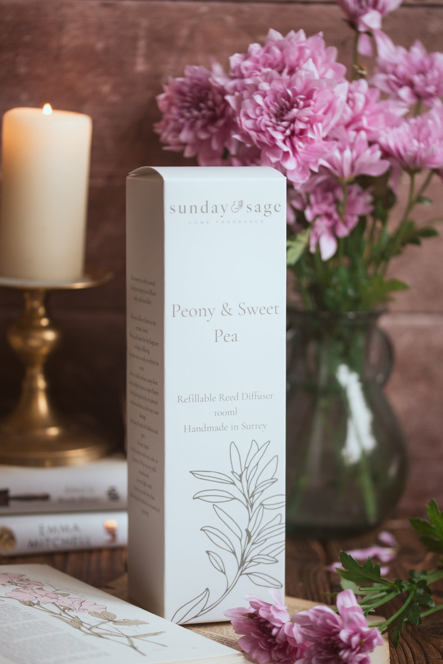 Peony & Sweet Pea Refillable Reed Diffuser