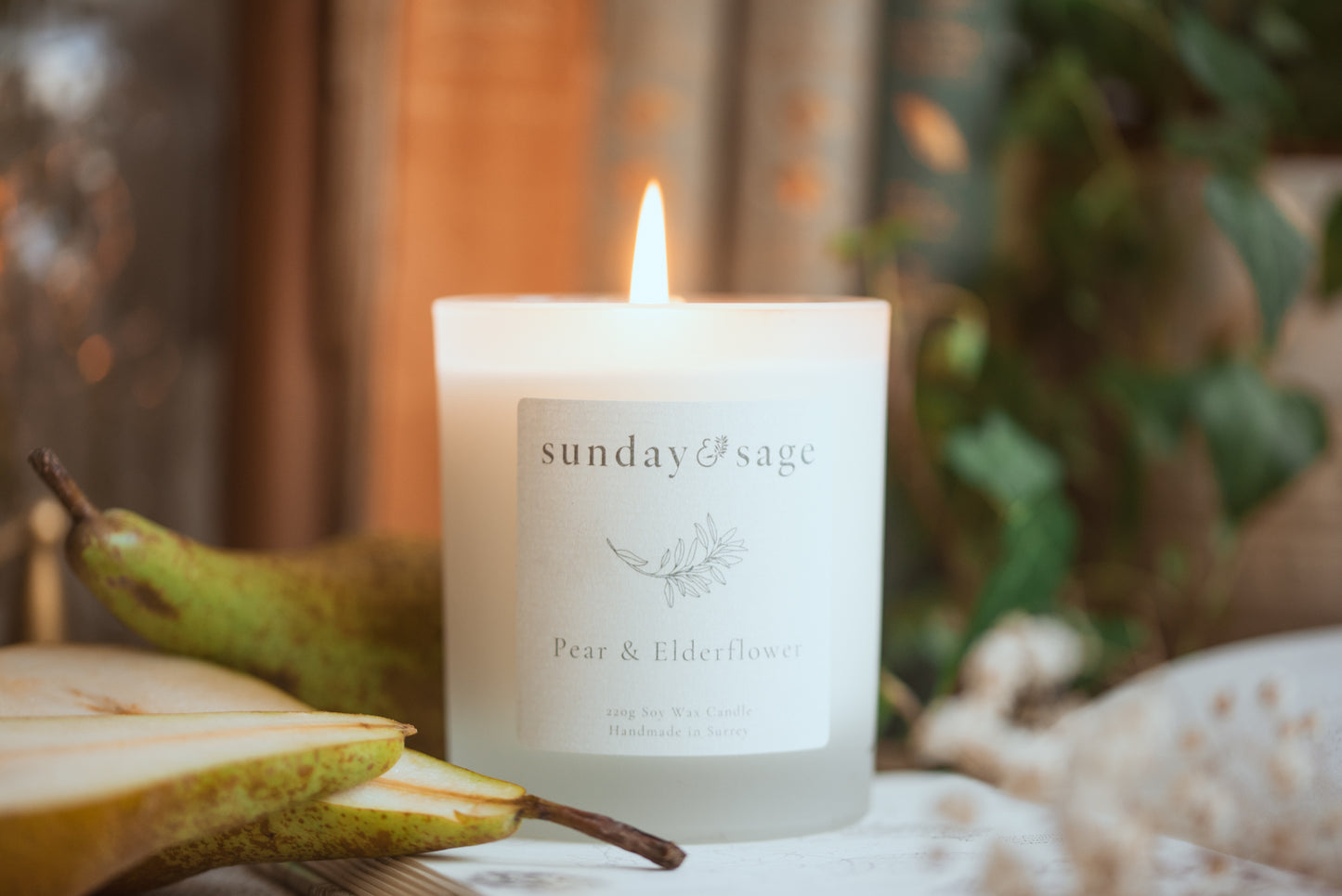 Pear & Elderflower Scented Soy Candle