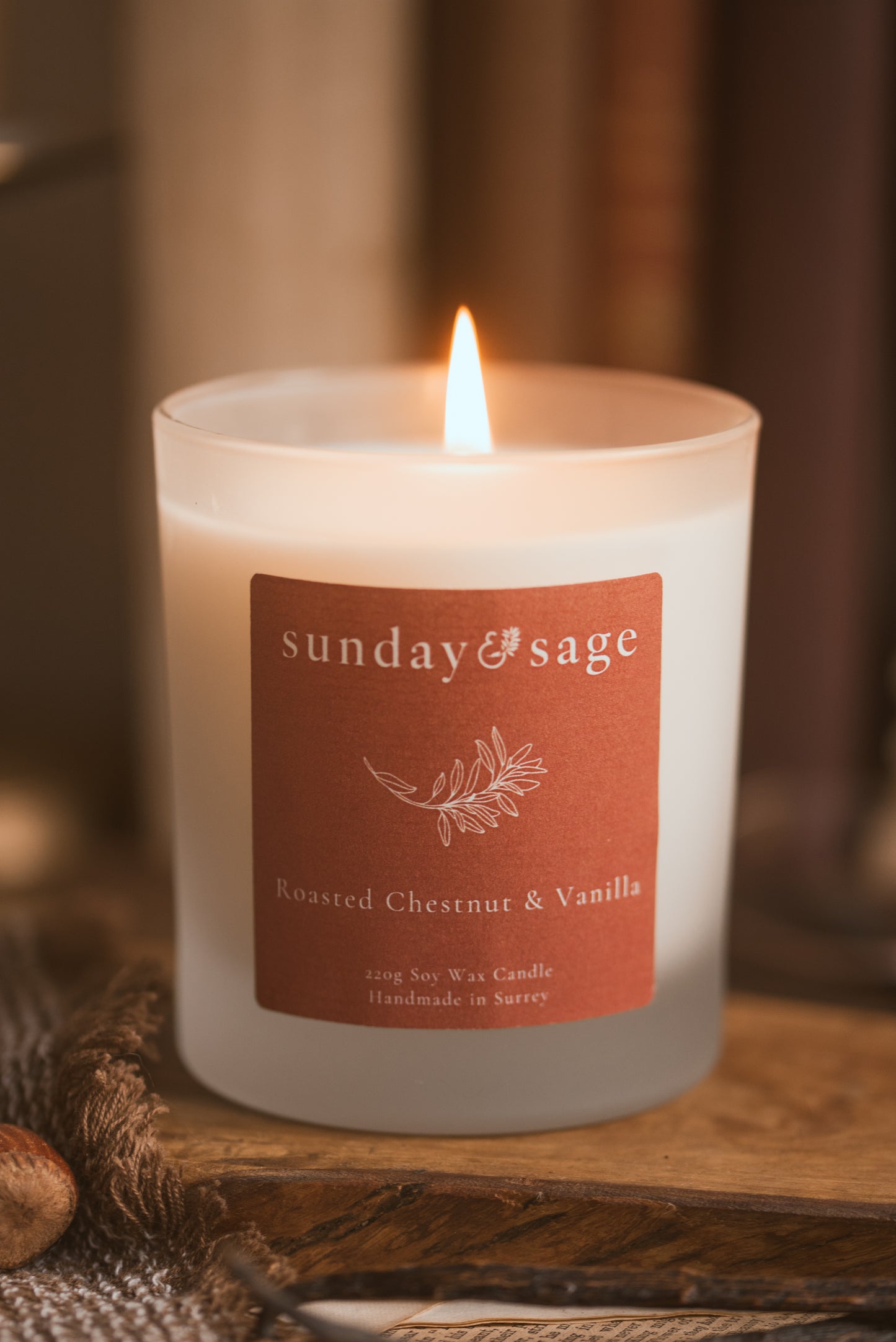 Roasted Chestnut & Vanilla Scented Soy Candle