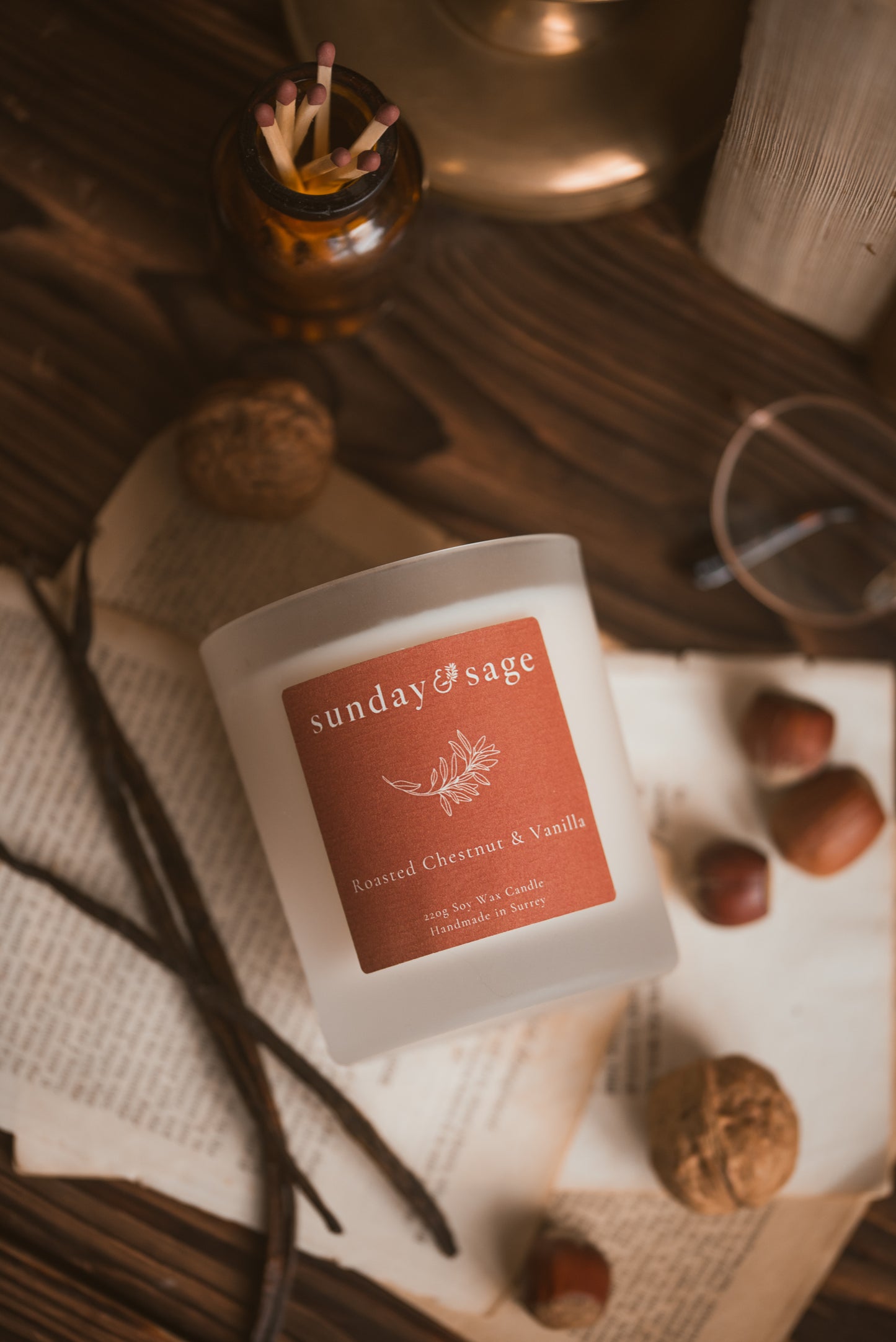Roasted Chestnut & Vanilla Scented Soy Candle