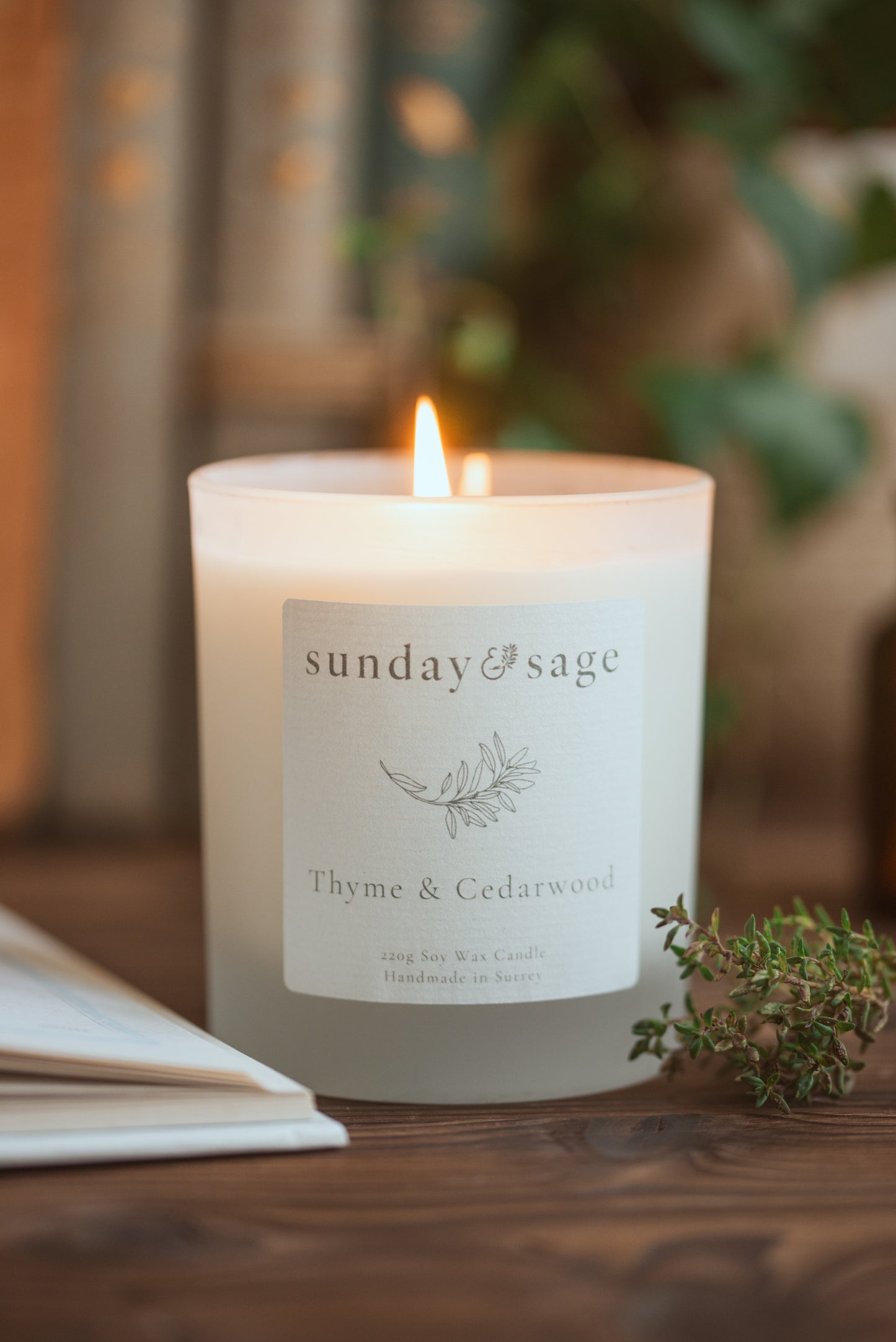 Thyme & Cedarwood Scented Soy Candle