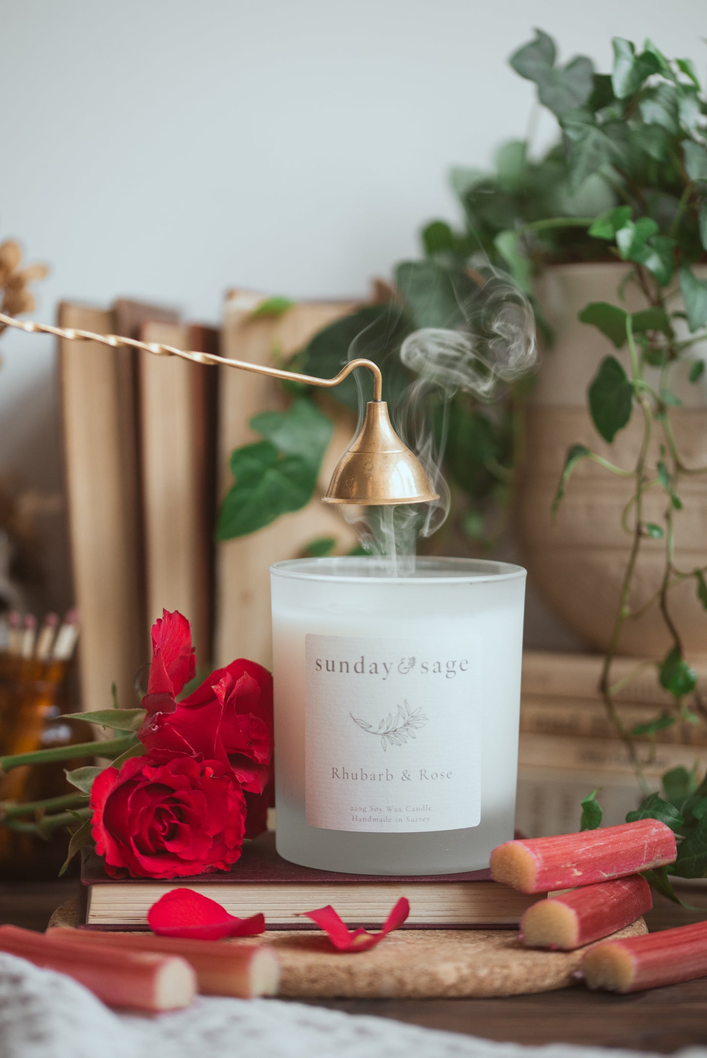 Rhubarb & Rose Scented Soy Candle