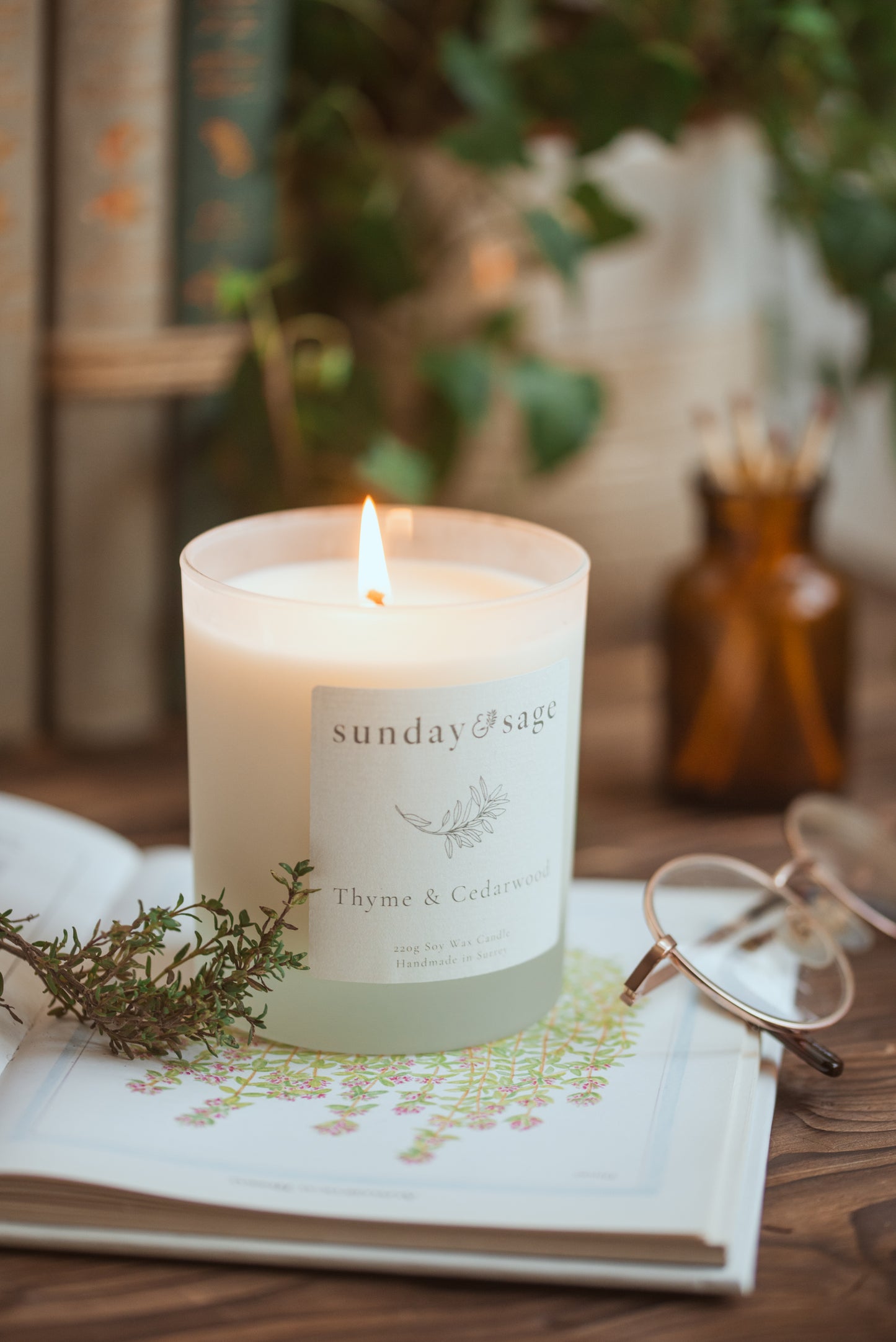 Thyme & Cedarwood Scented Soy Candle