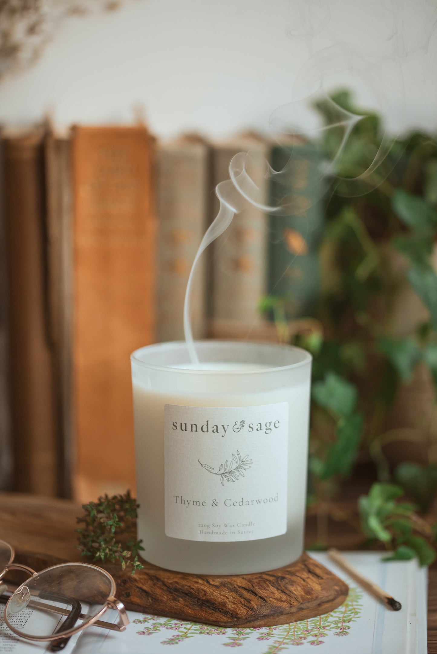 Thyme & Cedarwood Scented Soy Candle