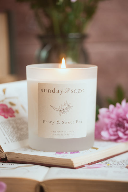 Peony & Sweet Pea Scented Soy Candle