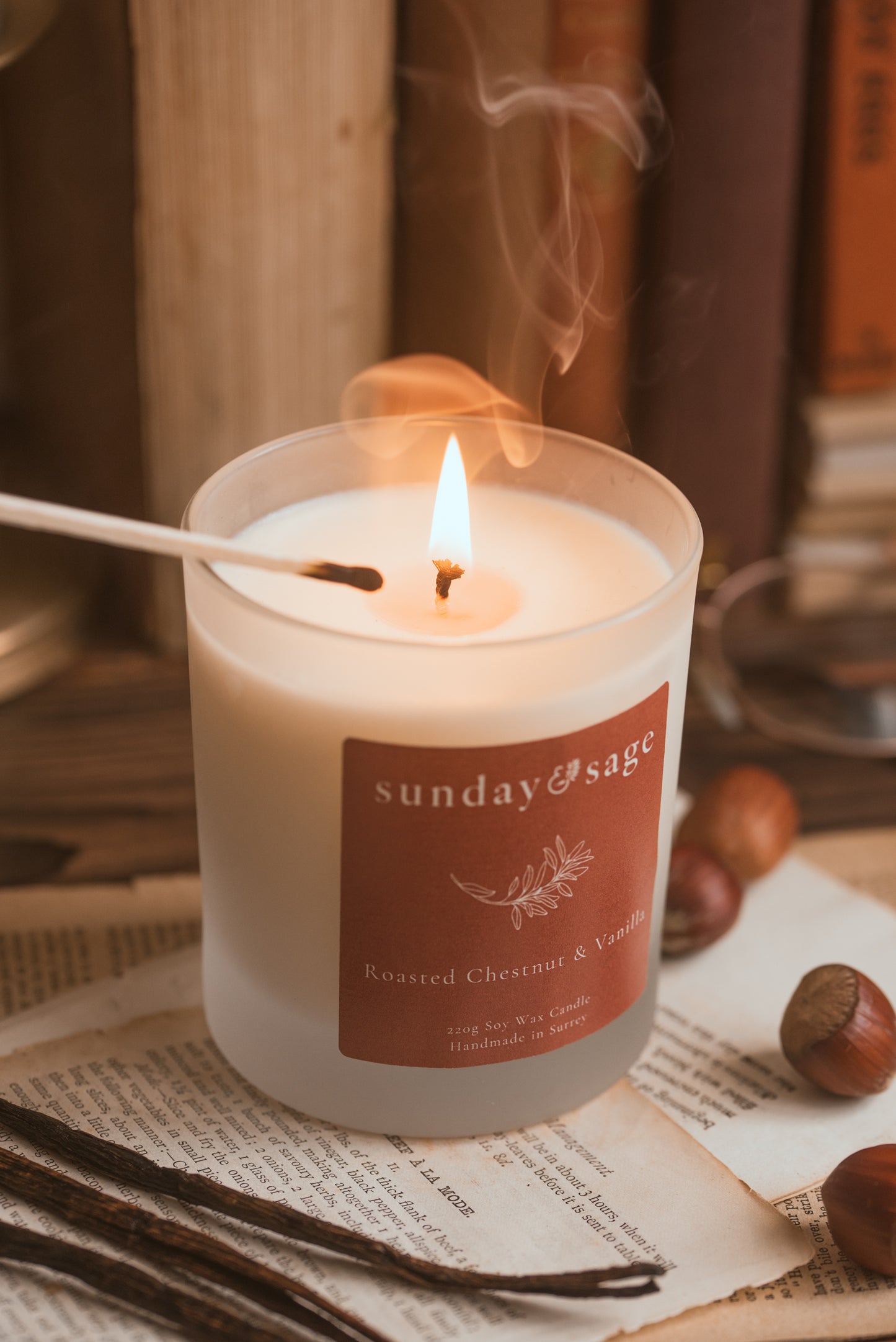 Roasted Chestnut & Vanilla Scented Soy Candle