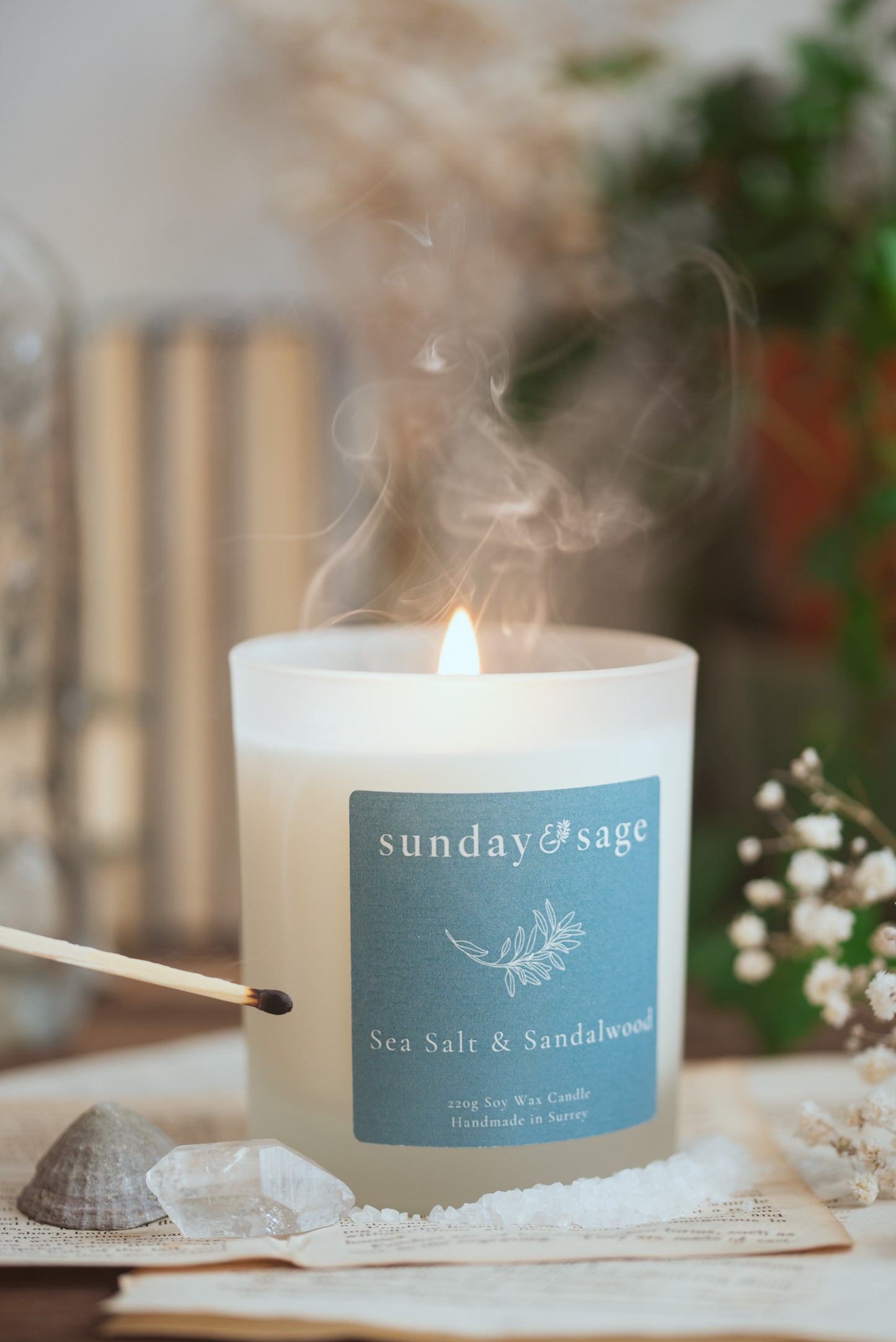 Sea Salt & Sandalwood Scented Soy Candle