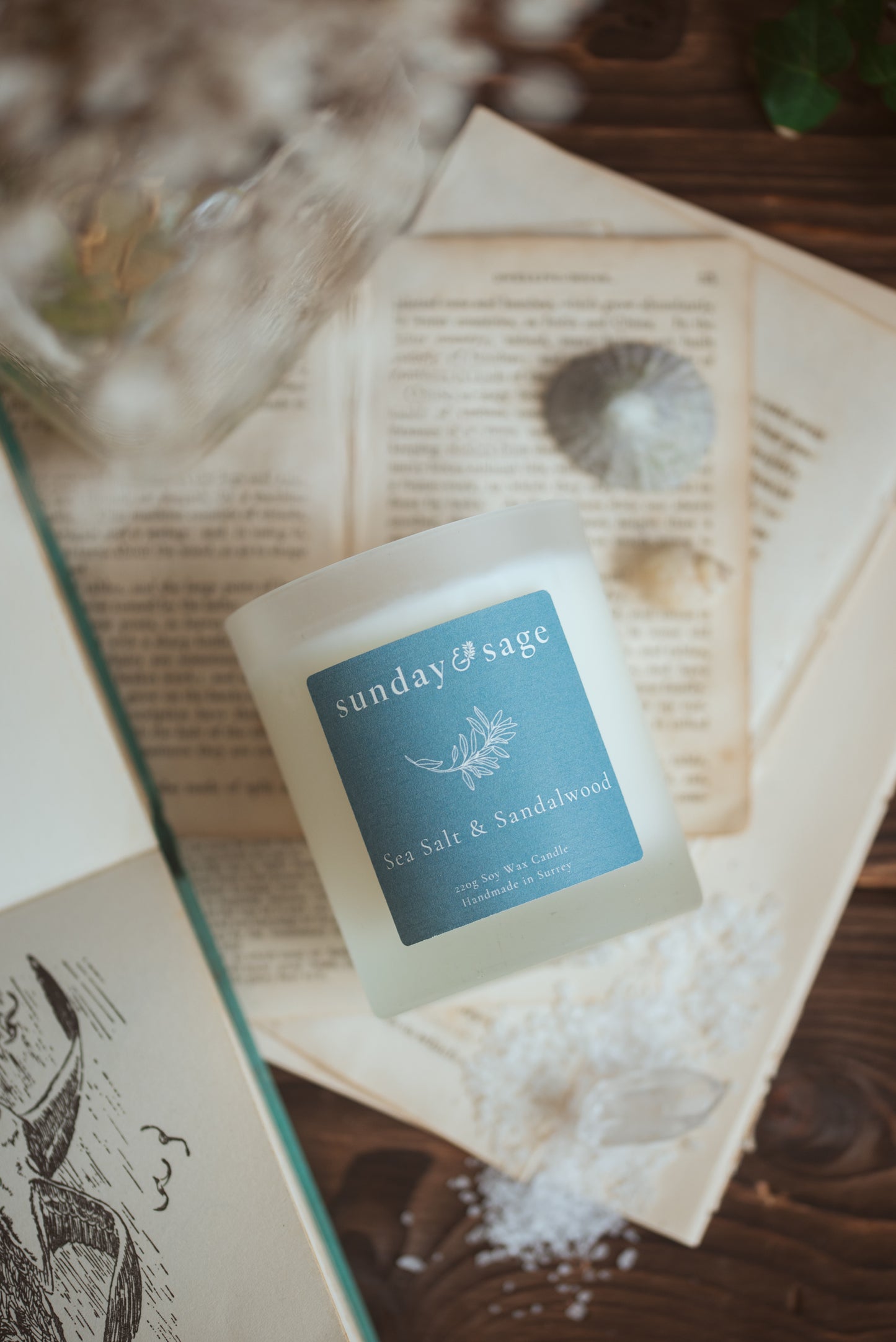 Sea Salt & Sandalwood Scented Soy Candle