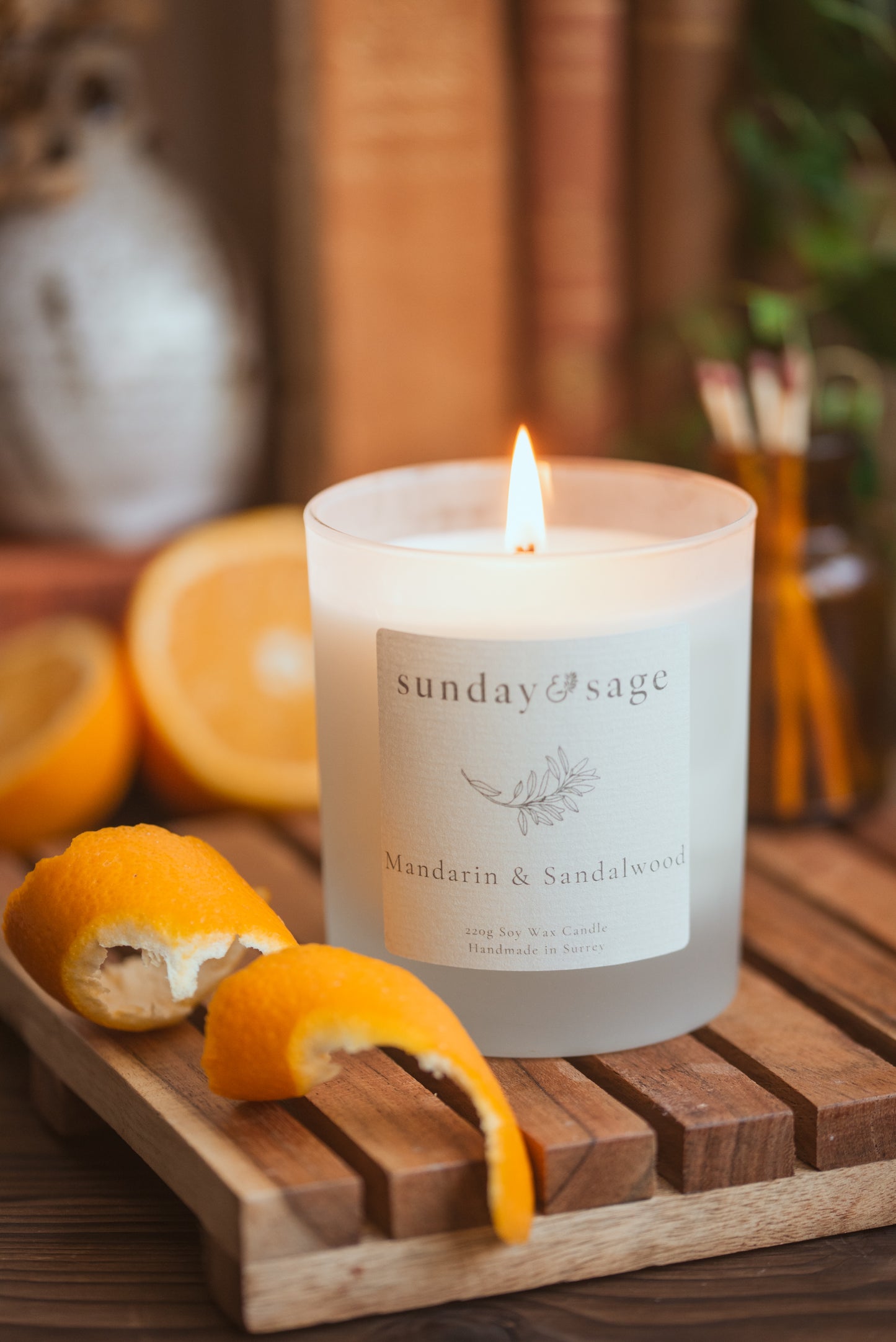 Mandarin & Sandalwood Scented Soy Candle