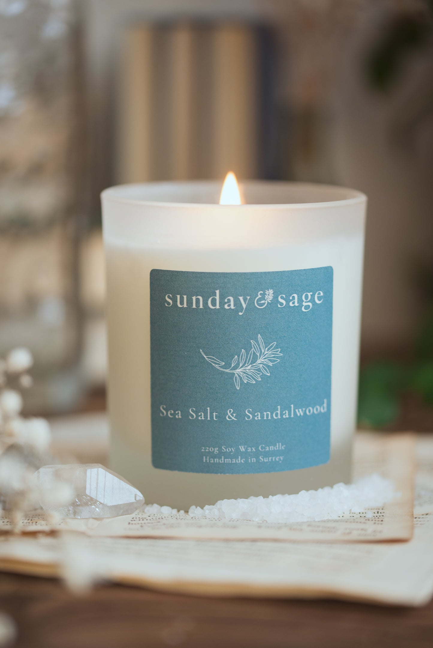 Sea Salt & Sandalwood Scented Soy Candle
