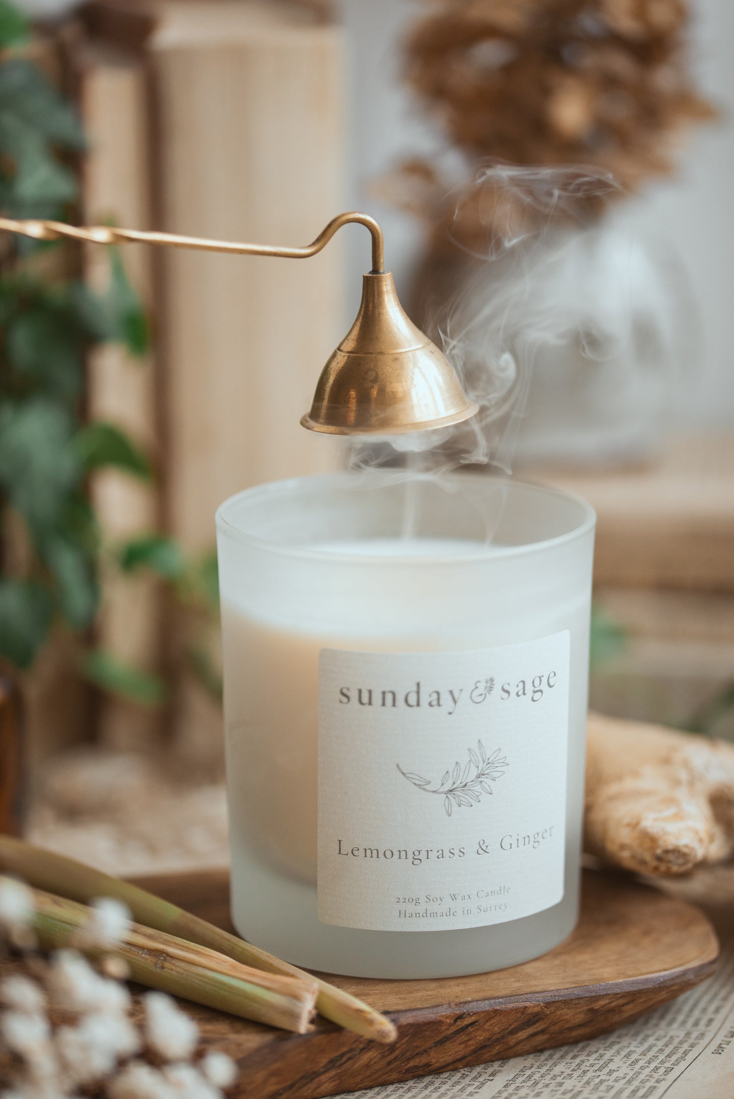 Lemongrass & Ginger Scented Soy Candle