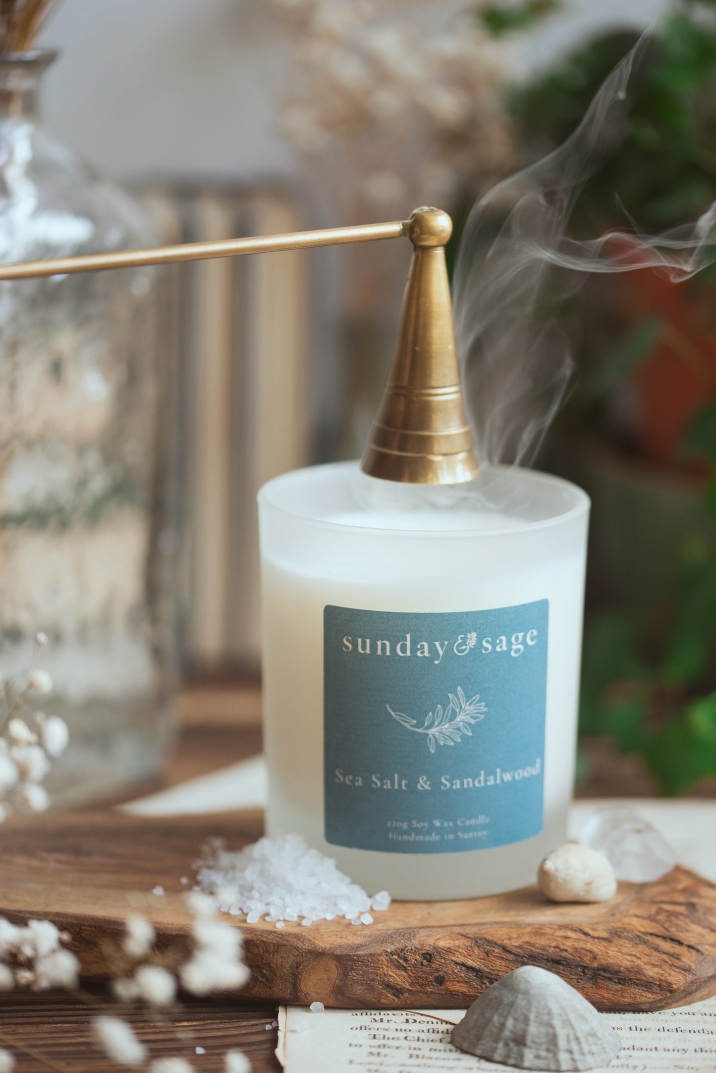 Sea Salt & Sandalwood Scented Soy Candle
