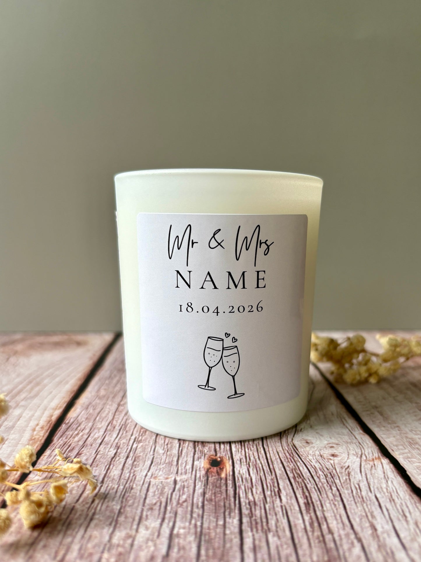 20cl Personalised Wedding Candle- Mr & Mrs